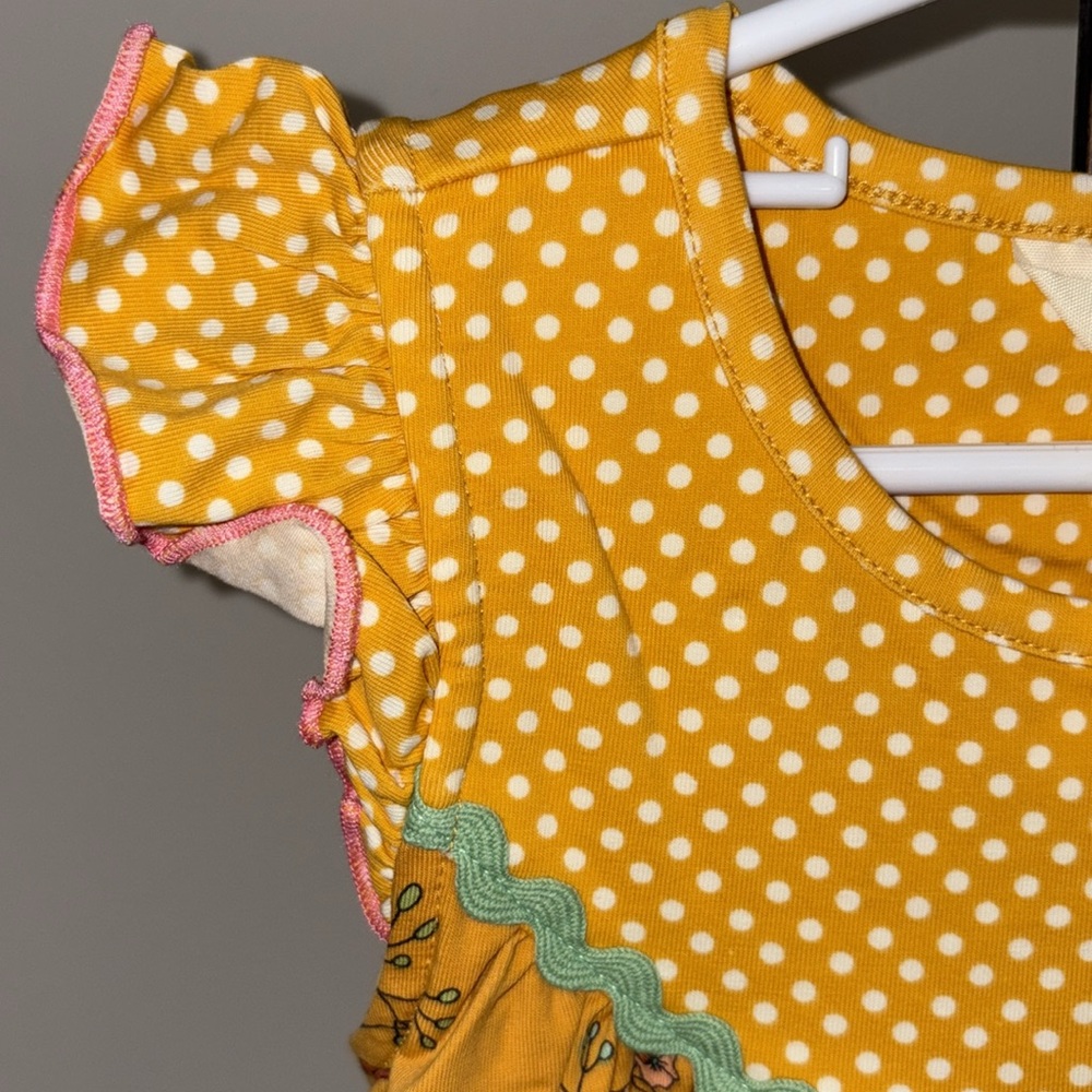Matilda Jane Gold Floral “Stand Tall Be Sweet” Ruffle Sleeve Dress NWT - Picture 5 of 6